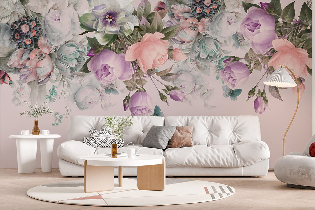 Delicate bloemen op zachtroze achtergrond — interieur 3