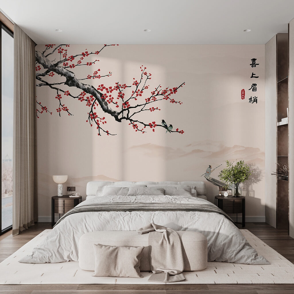 Rode bloesem boven gondel — interieur 2