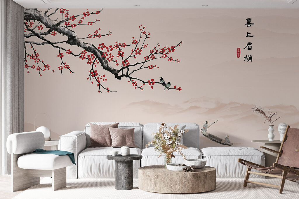 Rode bloesem boven gondel — interieur 3