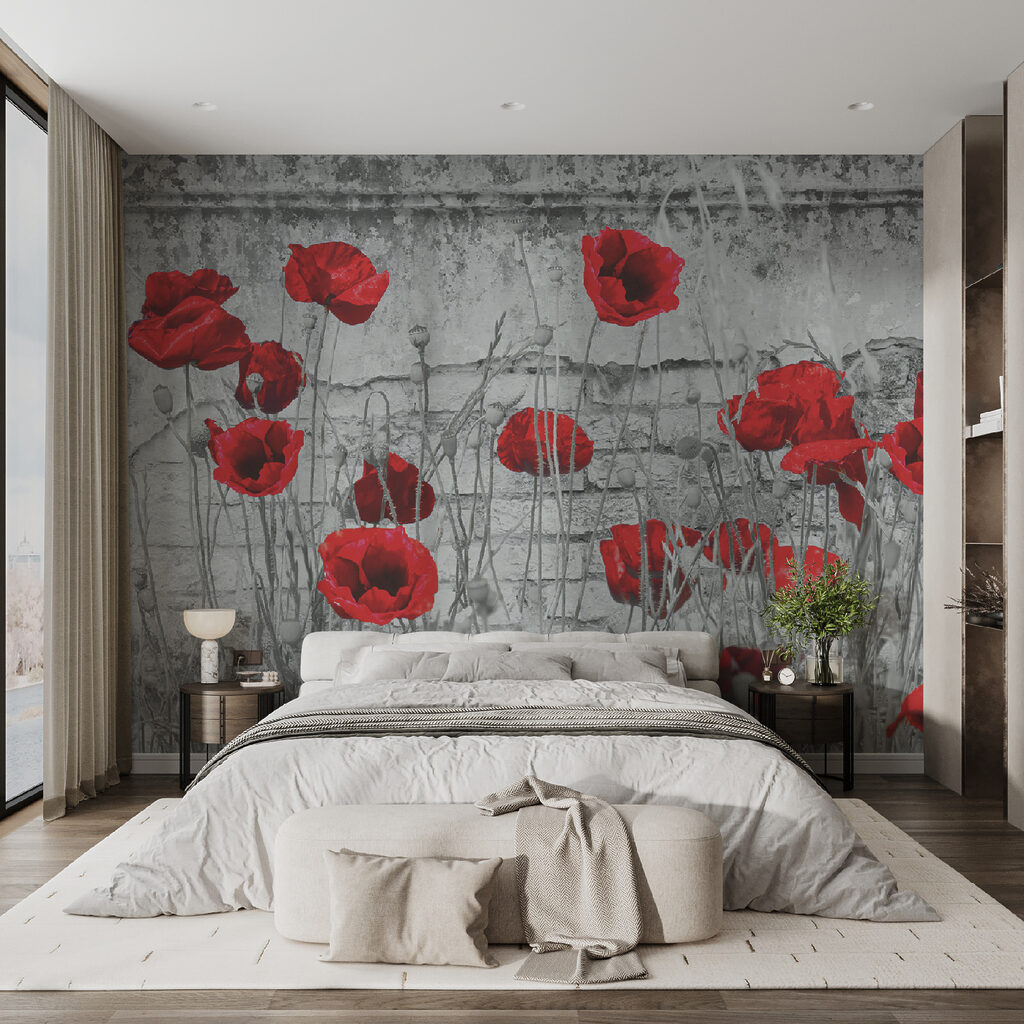 Rode bloemen in een veld — interieur 3
