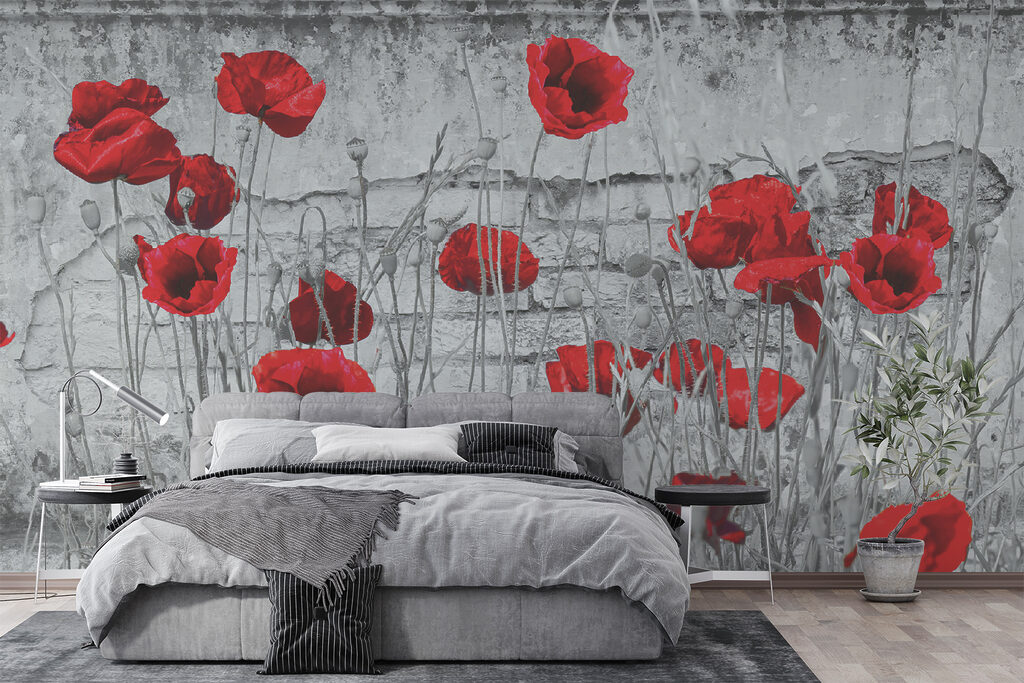 Rode bloemen in een veld — interieur 4