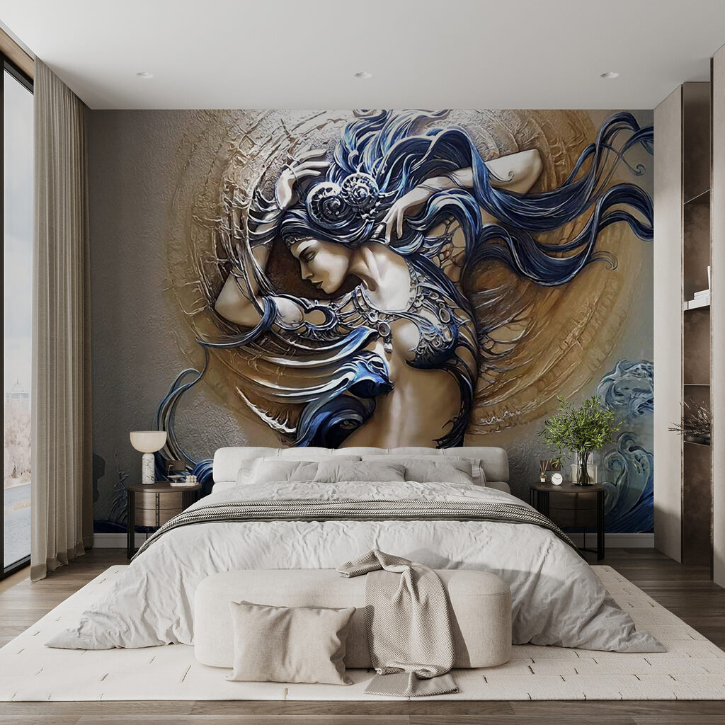 Vrouw met golvende sierkrullen — interieur 6
