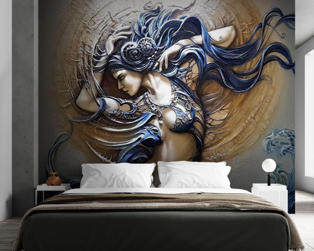 Vrouw met golvende sierkrullen — interieur 2
