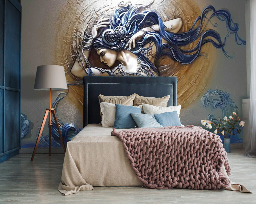 Vrouw met golvende sierkrullen — interieur 3