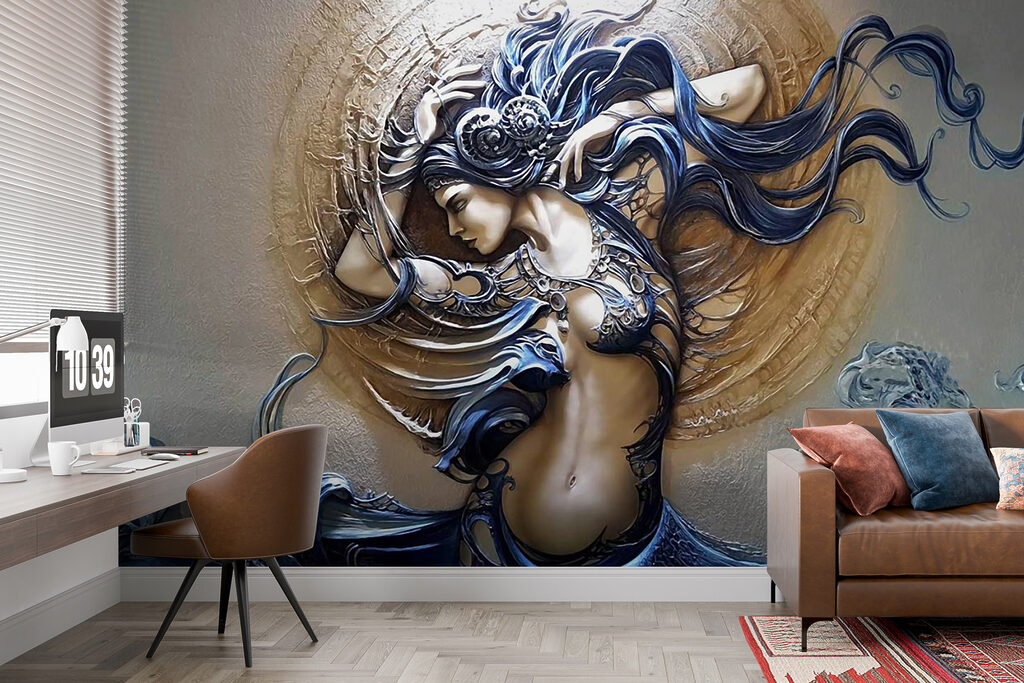 Vrouw met golvende sierkrullen — interieur 7
