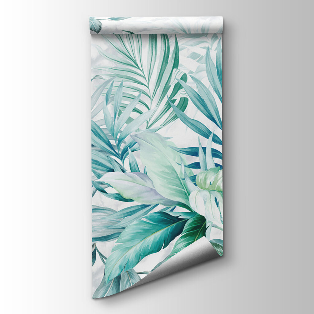 Turquoise bladeren op wit — productweergave