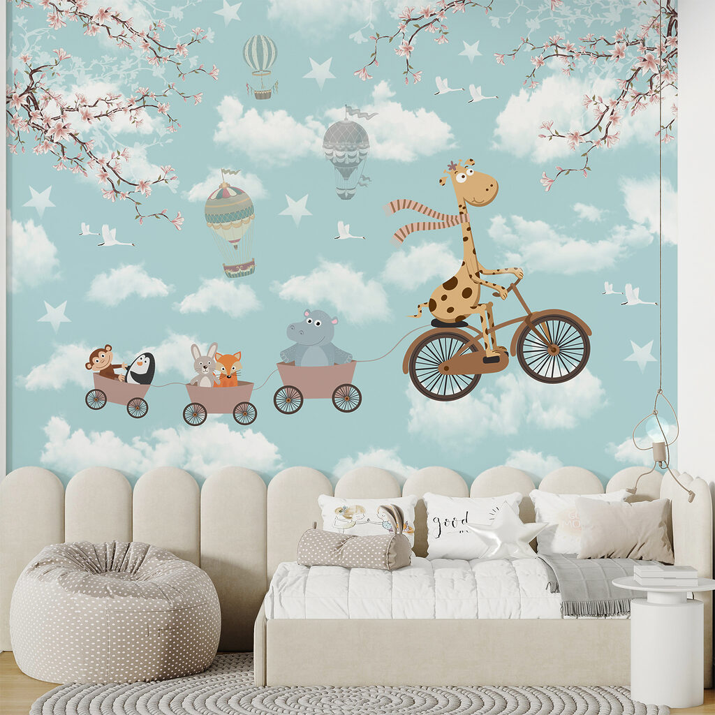 Giraf fietst boven wolken — interieur 2