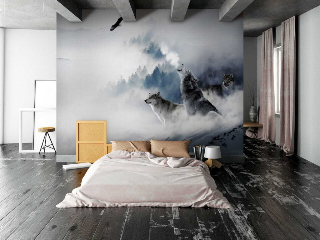 Huilende wolf in de sneeuw — interieur 3