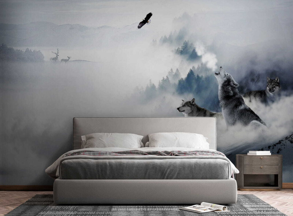 Huilende wolf in de sneeuw — interieur 5