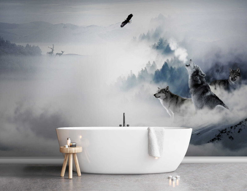 Huilende wolf in de sneeuw — interieur 9
