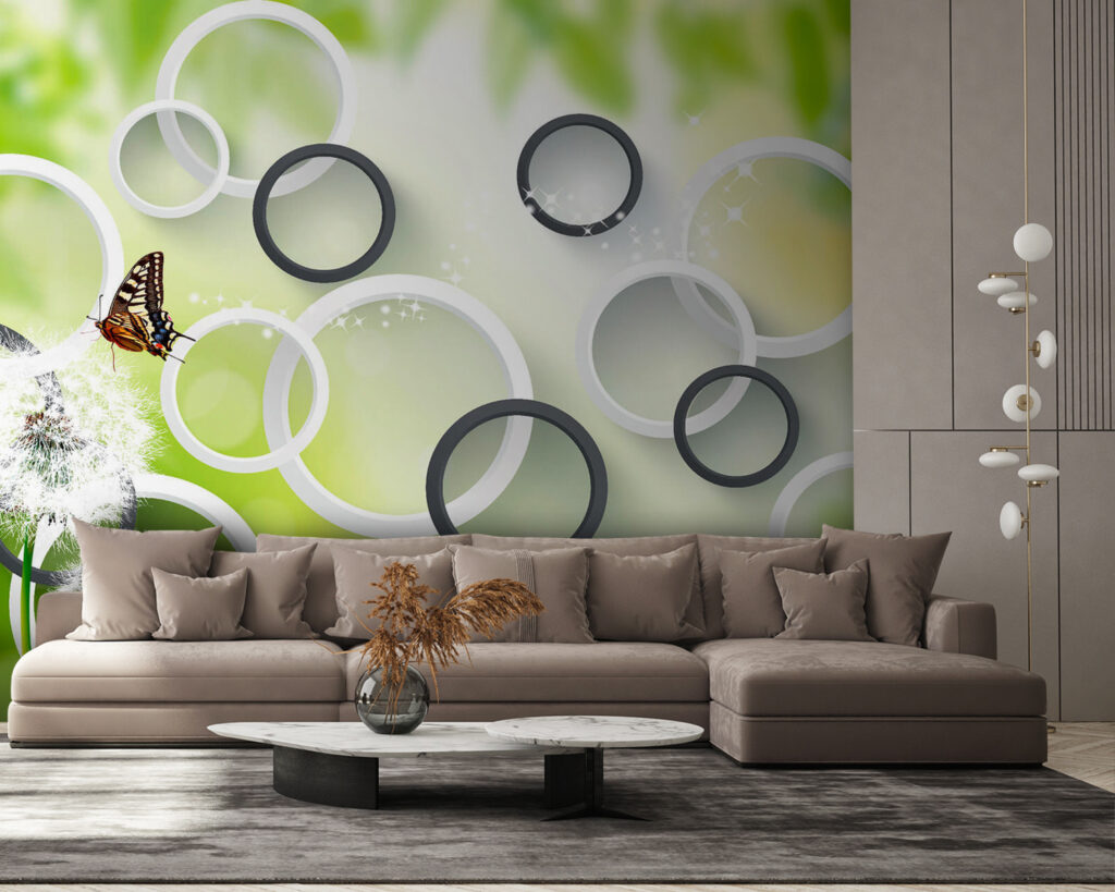 Cirkels rond witte pluisbollen — interieur 2
