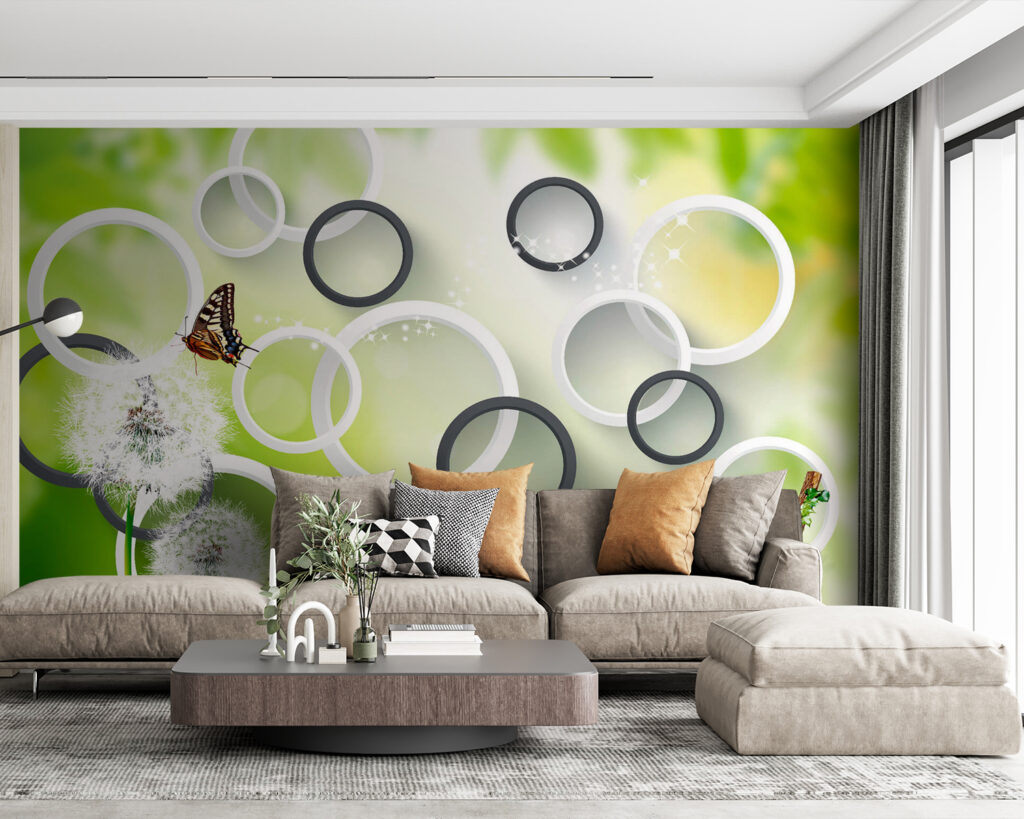 Cirkels rond witte pluisbollen — interieur 3