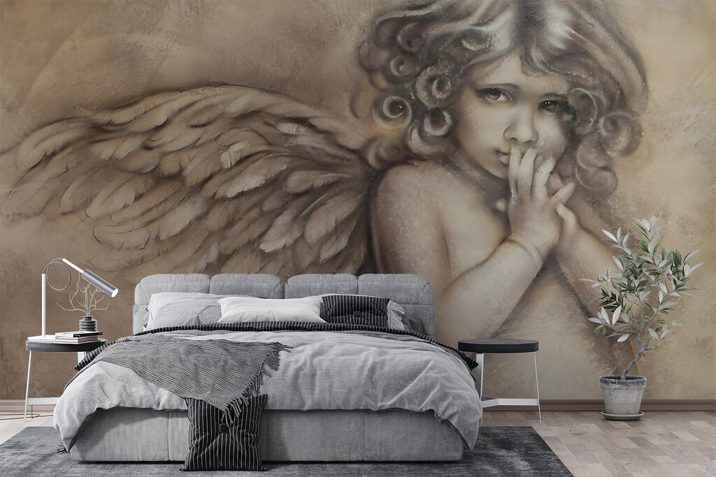 Engeltje in oude houtskooltekening — interieur 6