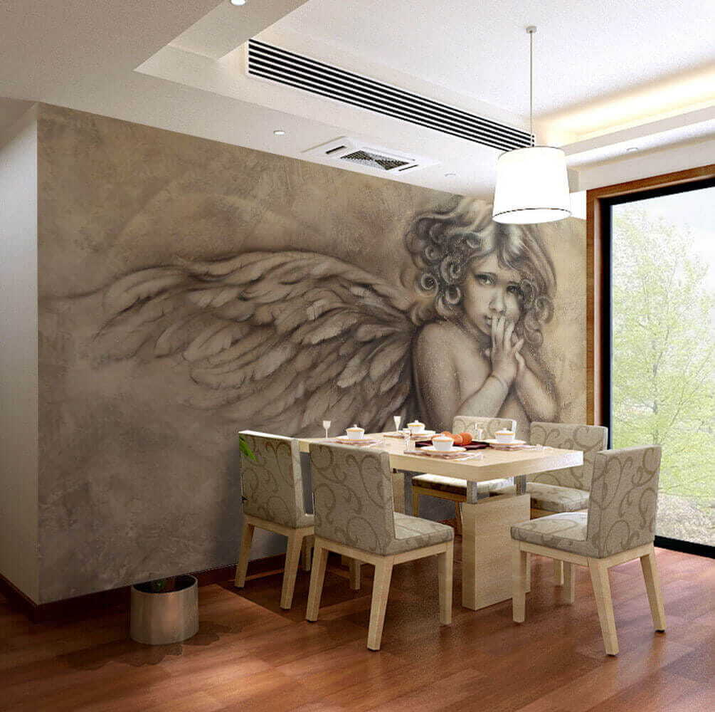 Engeltje in oude houtskooltekening — interieur 4