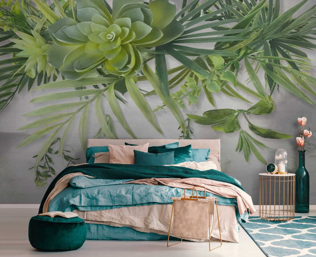 Vetplanten en bladeren hangen — interieur 2