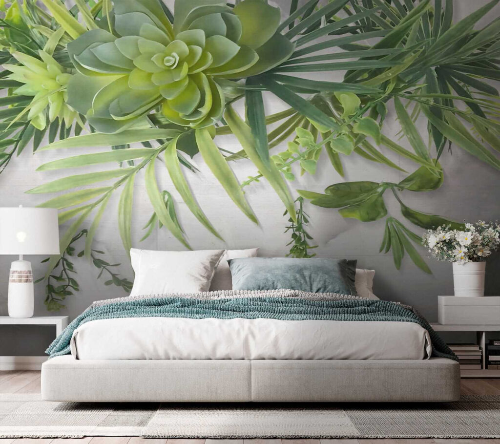 Vetplanten en bladeren hangen — interieur 3