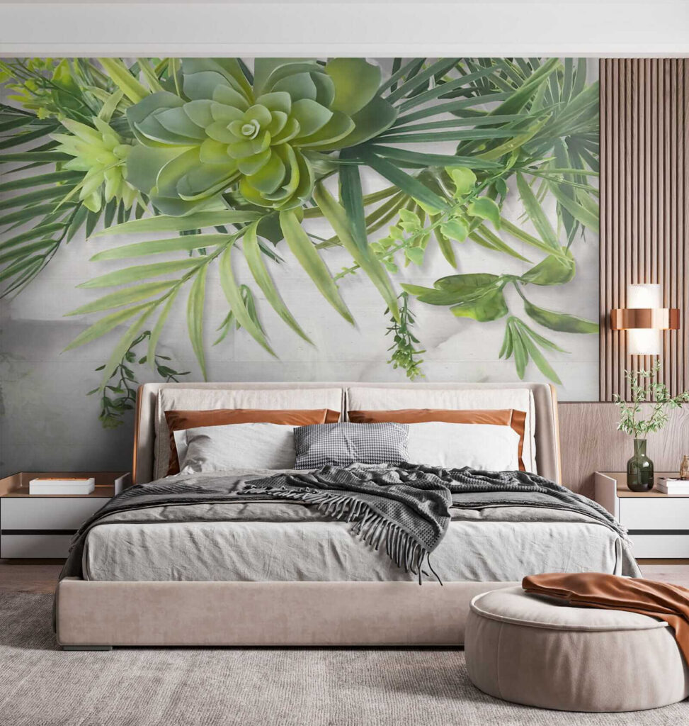Vetplanten en bladeren hangen — interieur 4
