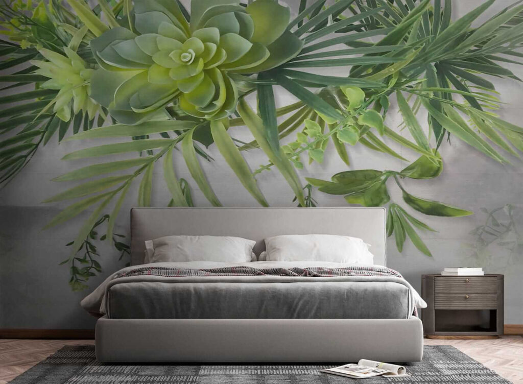 Vetplanten en bladeren hangen — interieur 5