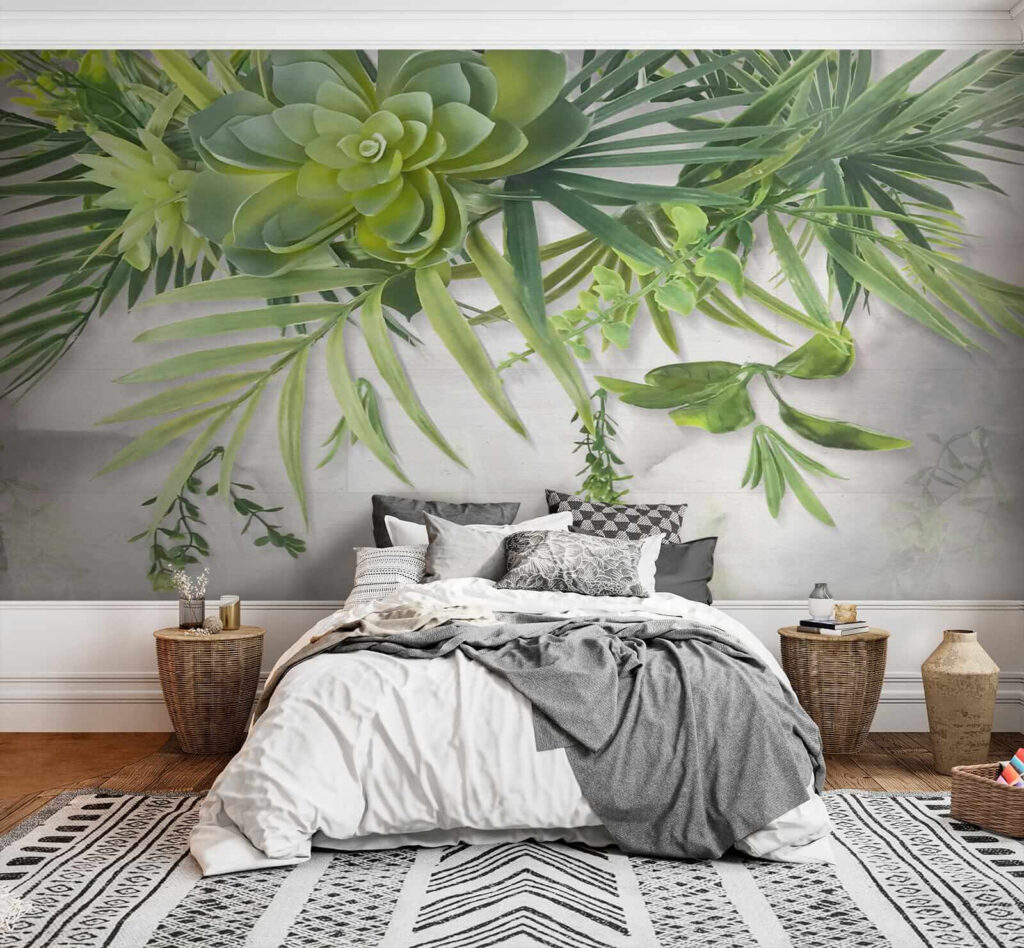 Vetplanten en bladeren hangen — interieur 6