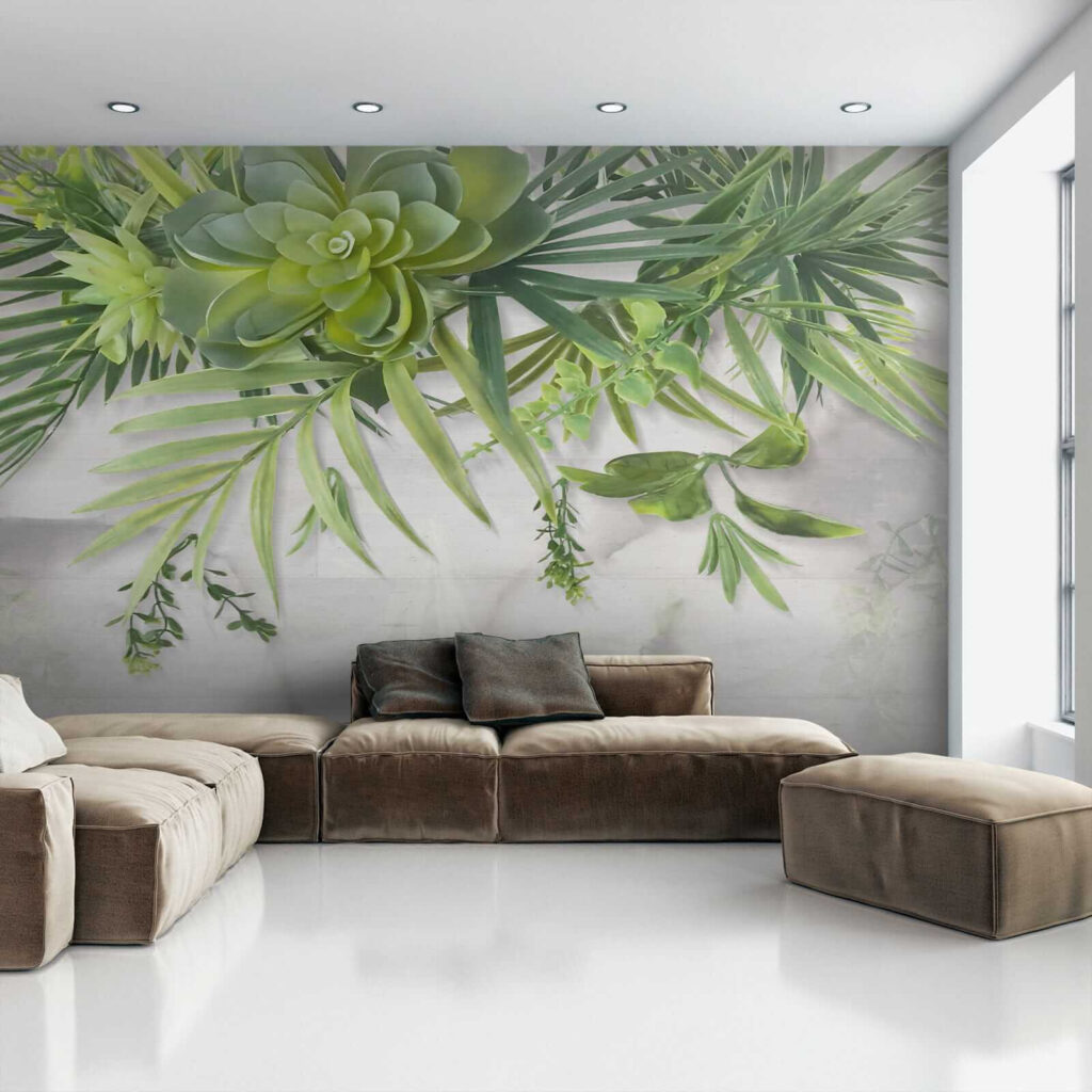 Vetplanten en bladeren hangen — interieur 8