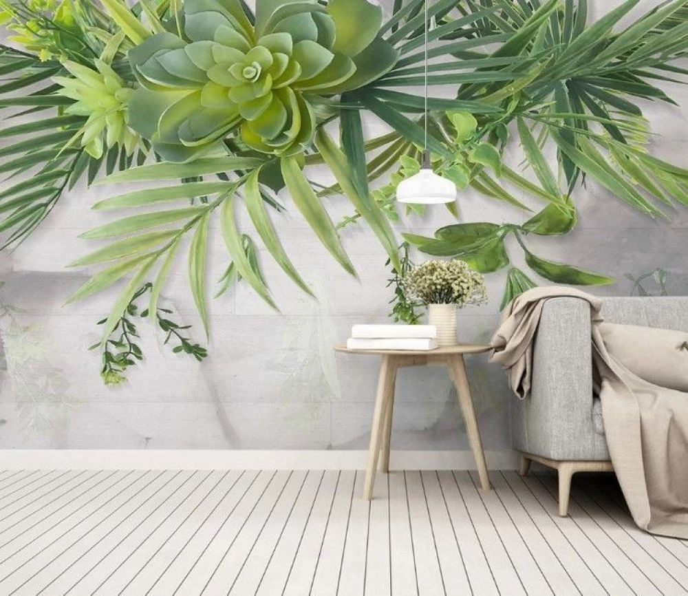 Vetplanten en bladeren hangen — interieur 1