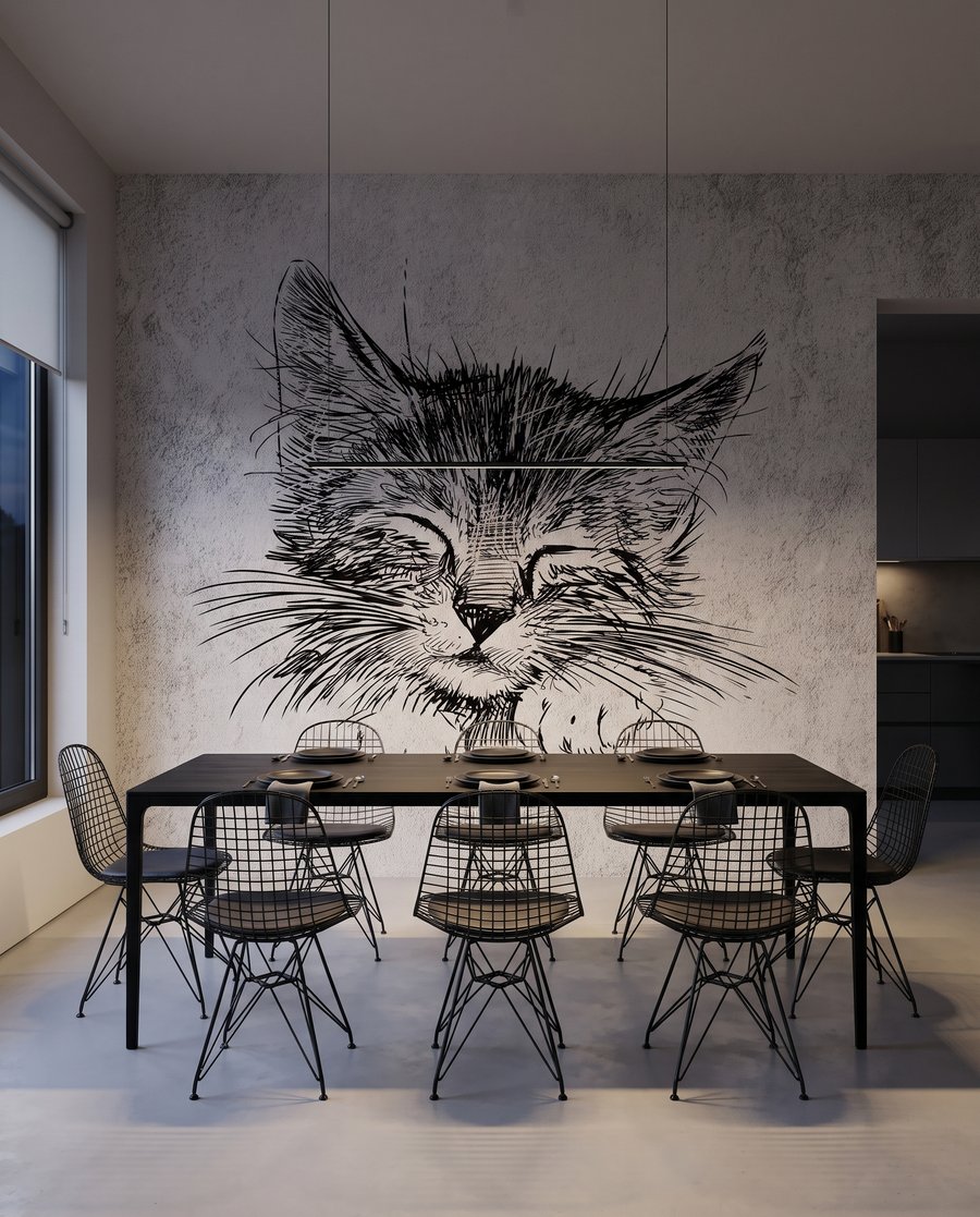 Een slaperig kattenkopje in een interieur