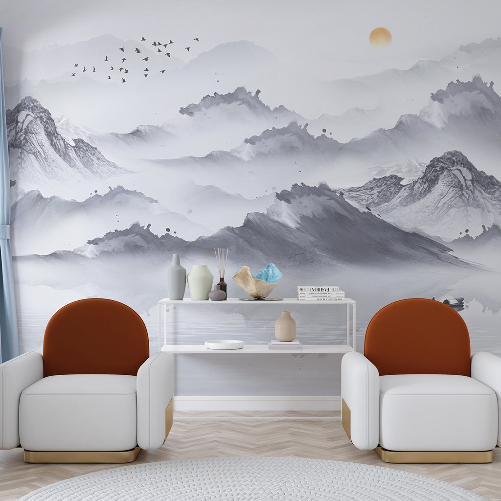 Bootje tussen grijze bergspiegels — interieur 3