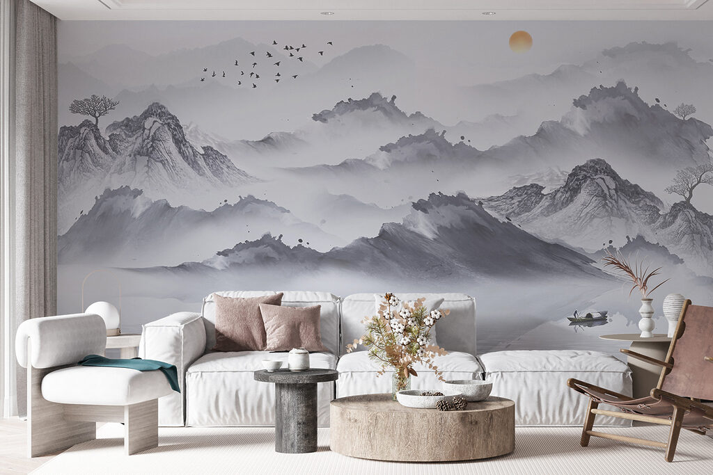 Bootje tussen grijze bergspiegels — interieur 4