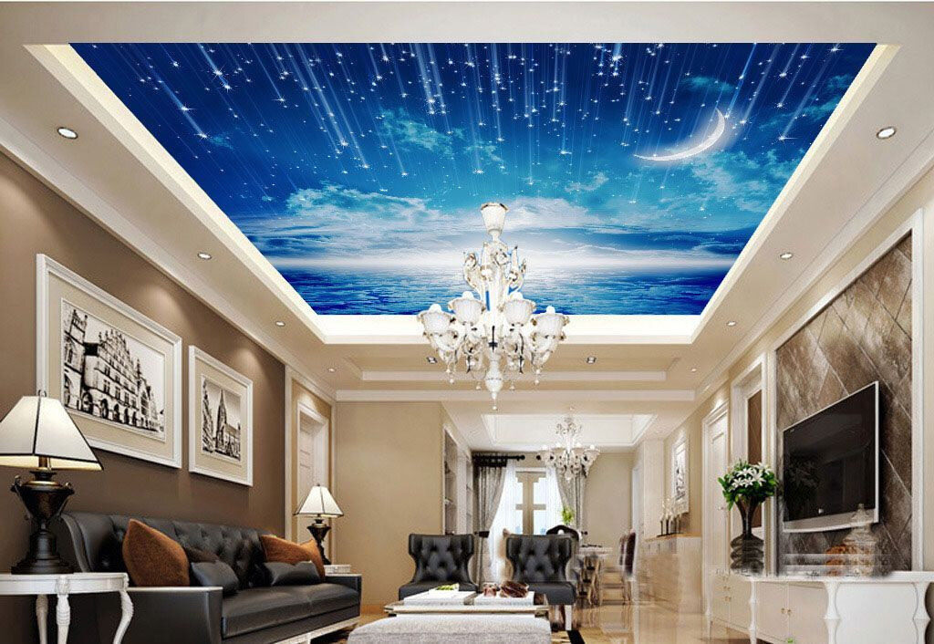 Maan en sterren aan de hemel in een interieur