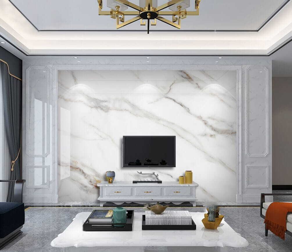Fijne grijze aders, roomwit — interieur 1