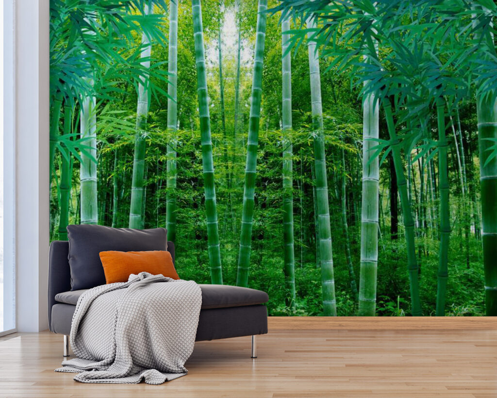 Licht tussen hoge bamboestammen — interieur 2
