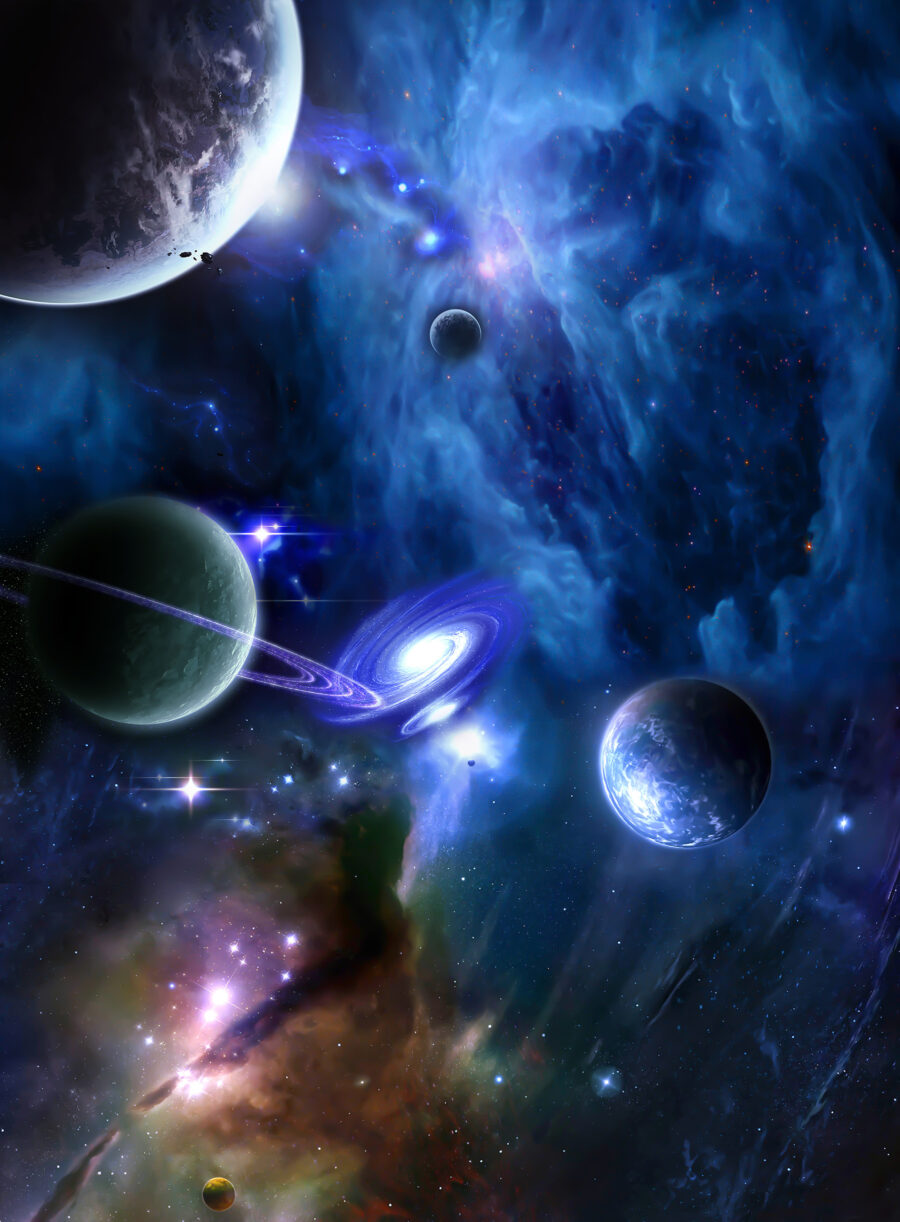 Planeten in de ruimte met planeten en sterren — volledig ontwerp