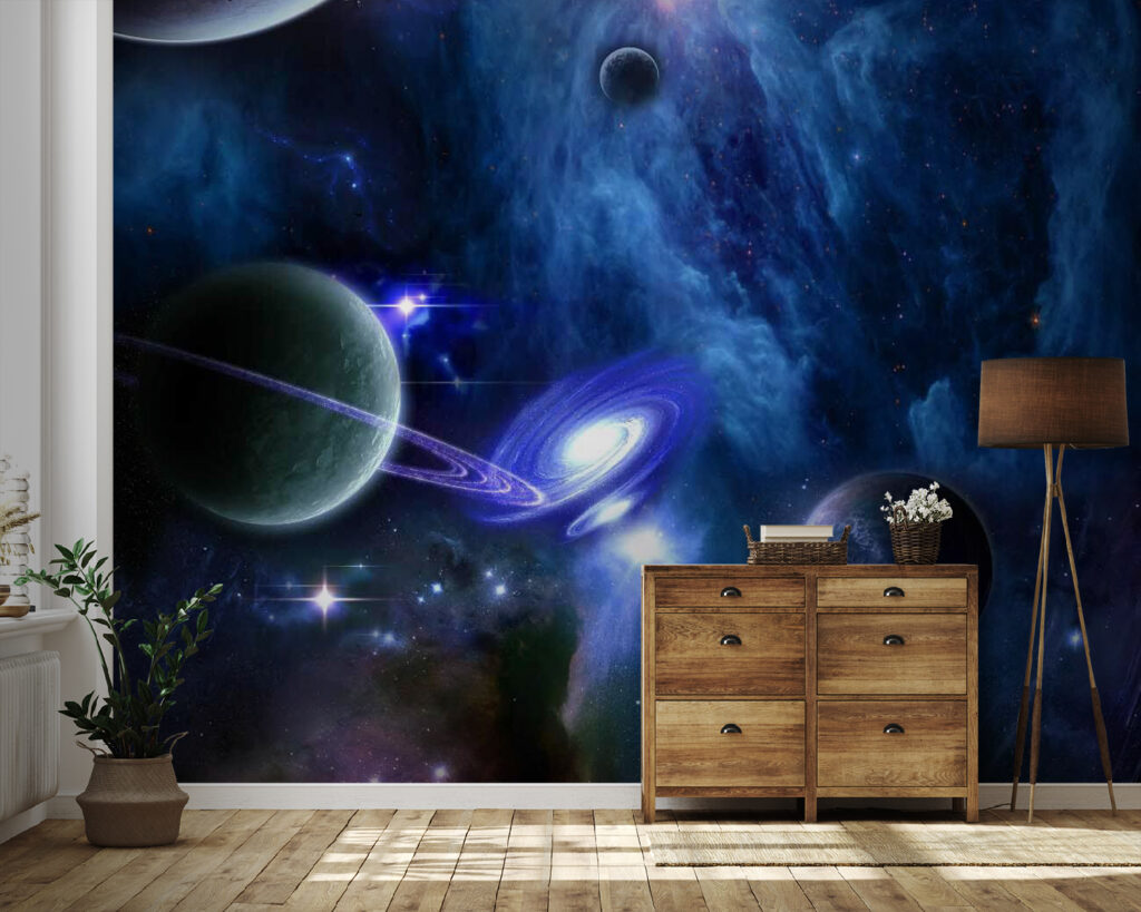 Planeten in de ruimte met planeten en sterren — interieur 1