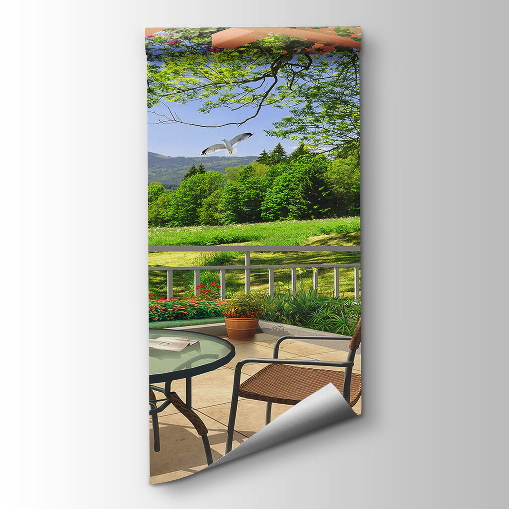 Terras onder bloeiende pergola — productweergave