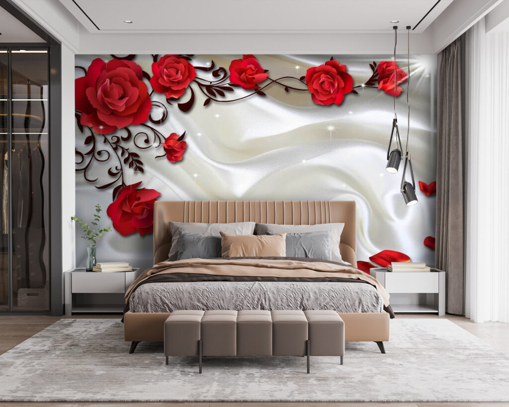 Rode rozen, witte plooien — interieur 2
