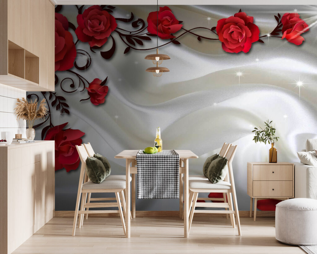 Rode rozen, witte plooien — interieur 5