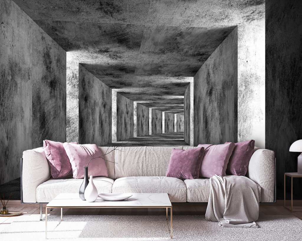 Vierkante gang in grijs — interieur 1