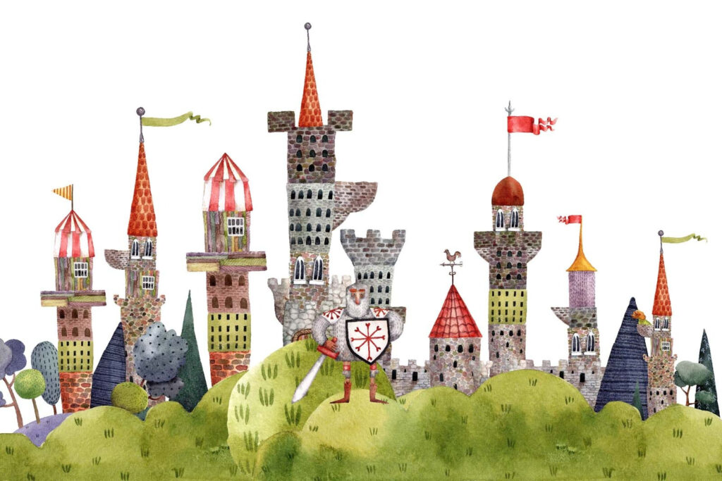 Kleine kastelen op heuvels — volledig ontwerp