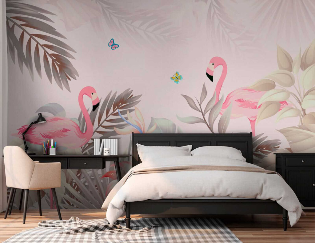 Flamingo's tussen zacht blad — interieur 2