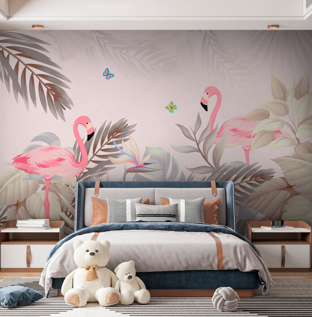 Flamingo's tussen zacht blad — interieur 4