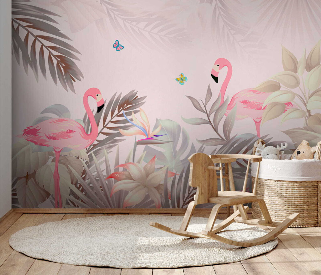 Flamingo's tussen zacht blad — interieur 5