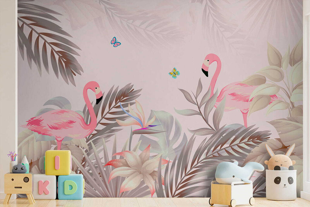 Flamingo's tussen zacht blad — interieur 10