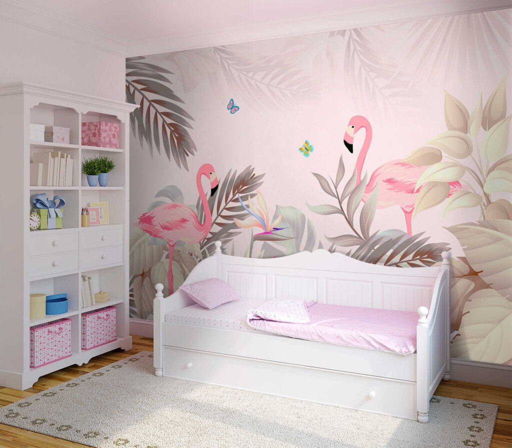 Flamingo's tussen zacht blad — interieur 9