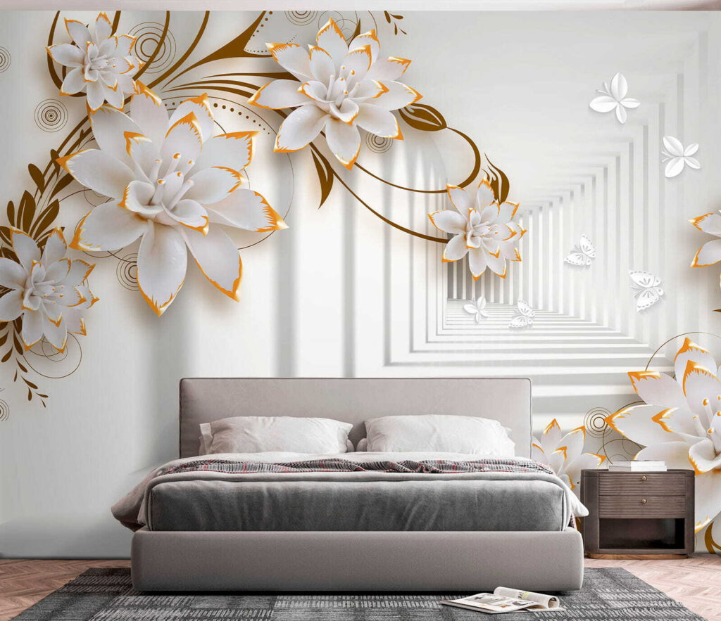 Bloemen langs witte gang — interieur 4