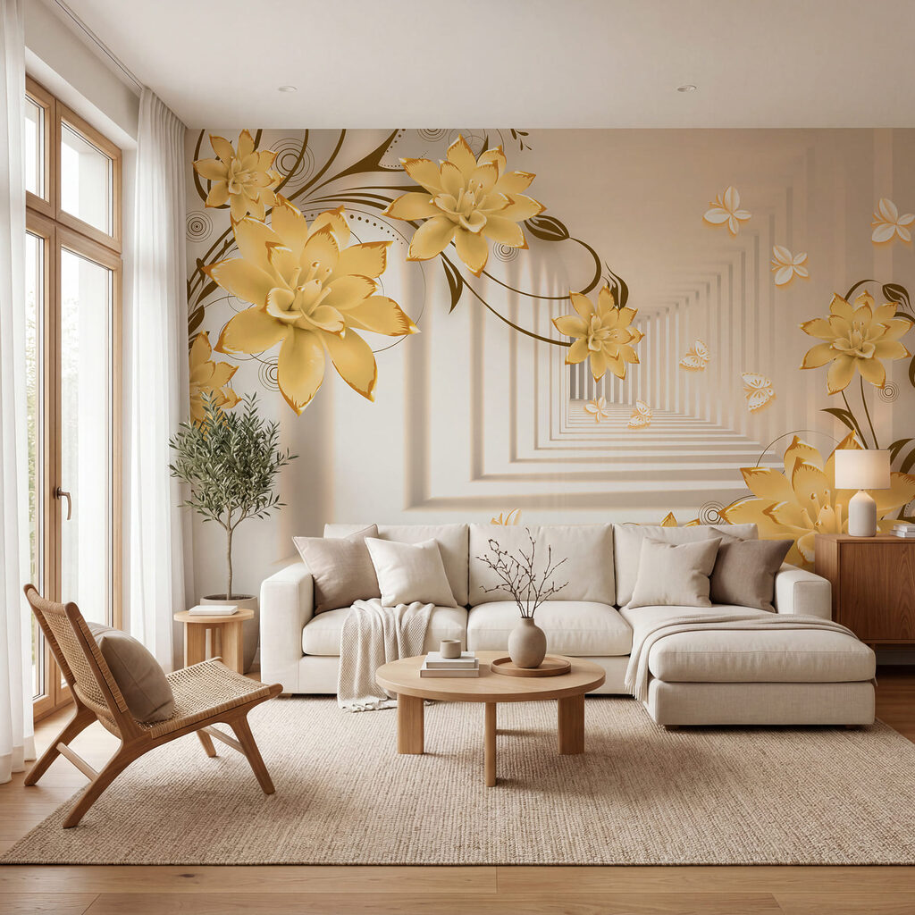 Elegante bloemen te midden van zachte tinten in een interieur