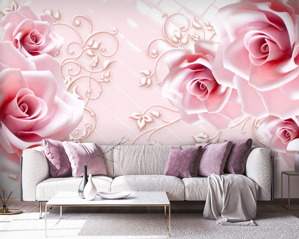 Rozen rond roze kussenruitjes — interieur 3