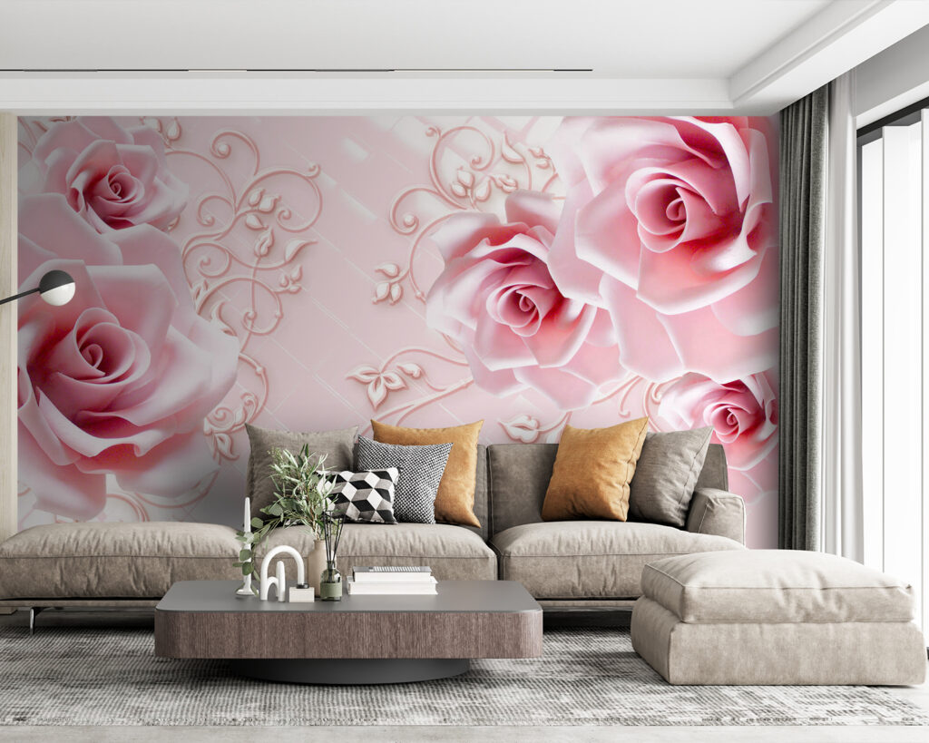 Rozen rond roze kussenruitjes — interieur 5