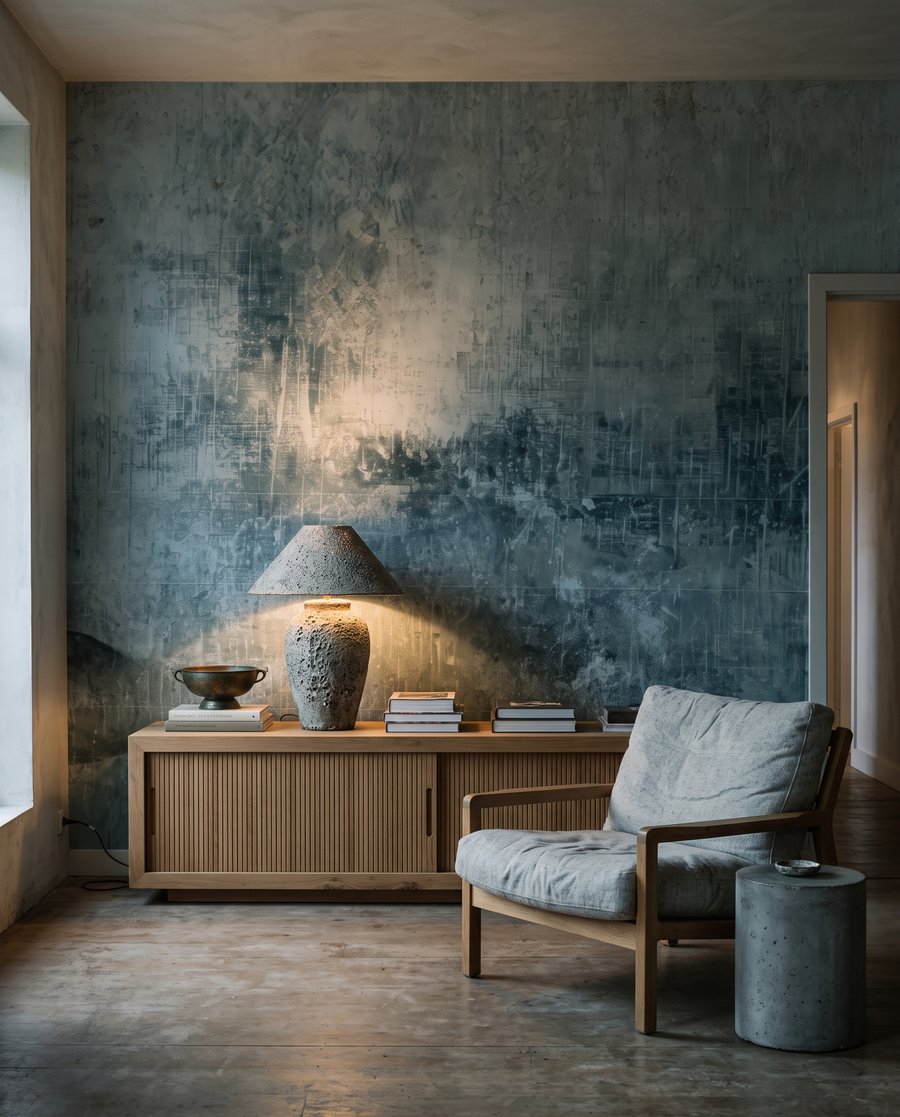 Verweerde verf in kleurwolken — interieur 1