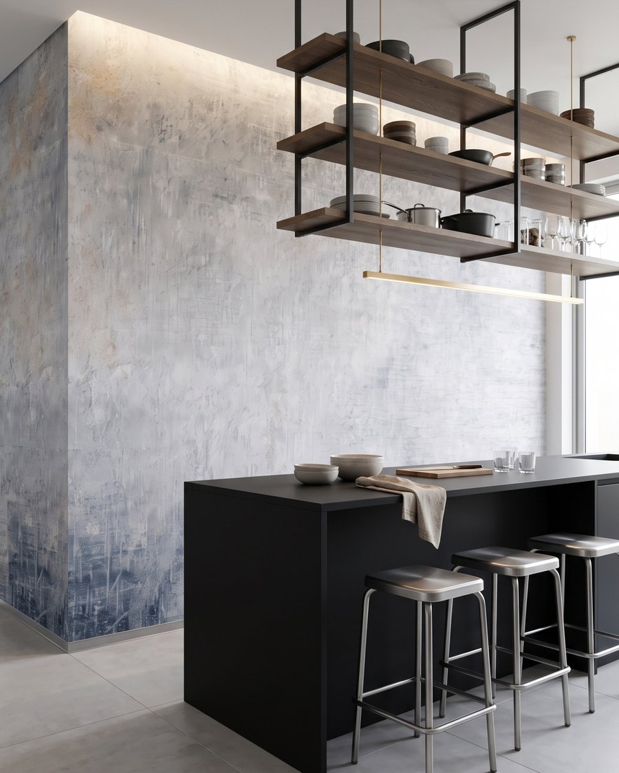 Verweerde verf in kleurwolken — interieur 1