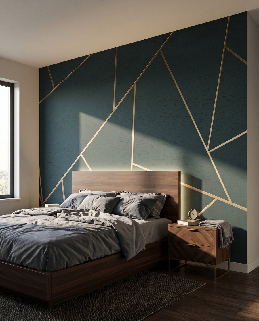 Gouden lijnen op bosgroen — interieur 2
